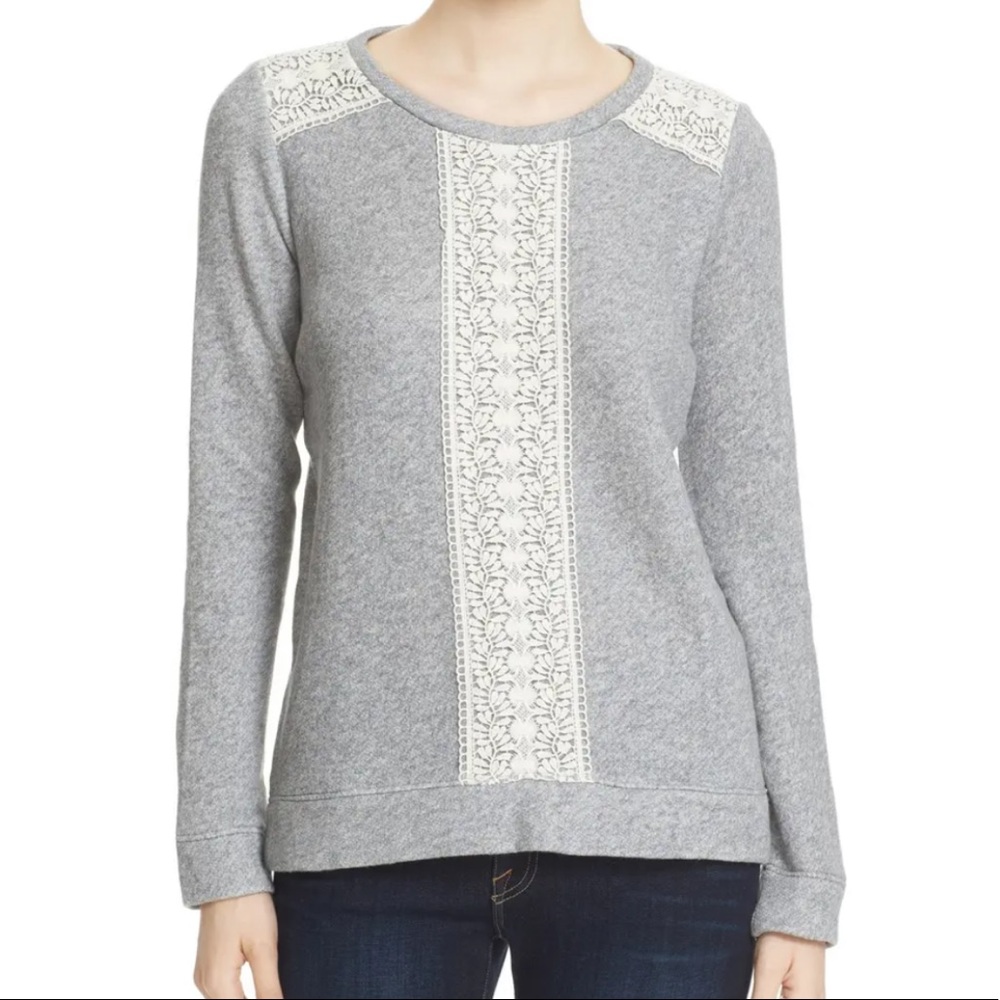 Soft Joie Crewneck Lace Trim Sweater